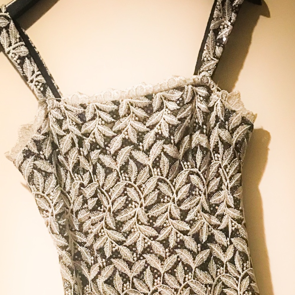 Metallic, Lace Semiformal Cocktail/Holiday Dress